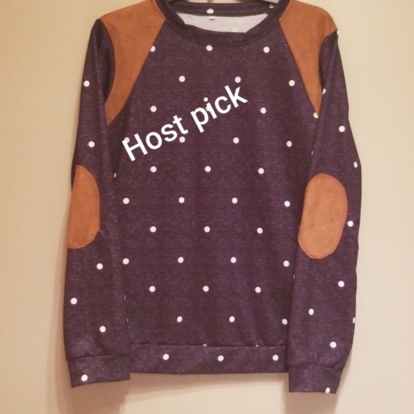 Tops - 🎉HP🎉Polka dot suede patches long sleeve top